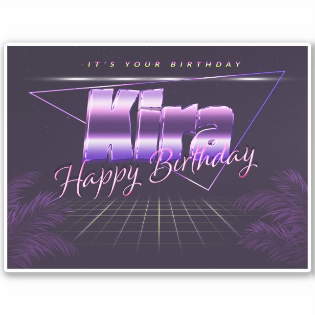 Kira Name First name lila retro Sticker Birthday (Front)