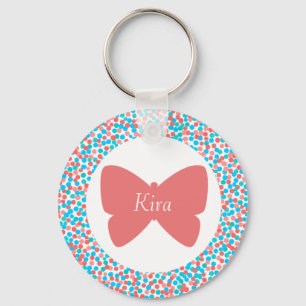 Kira Pink Butterfly Dots Keychain