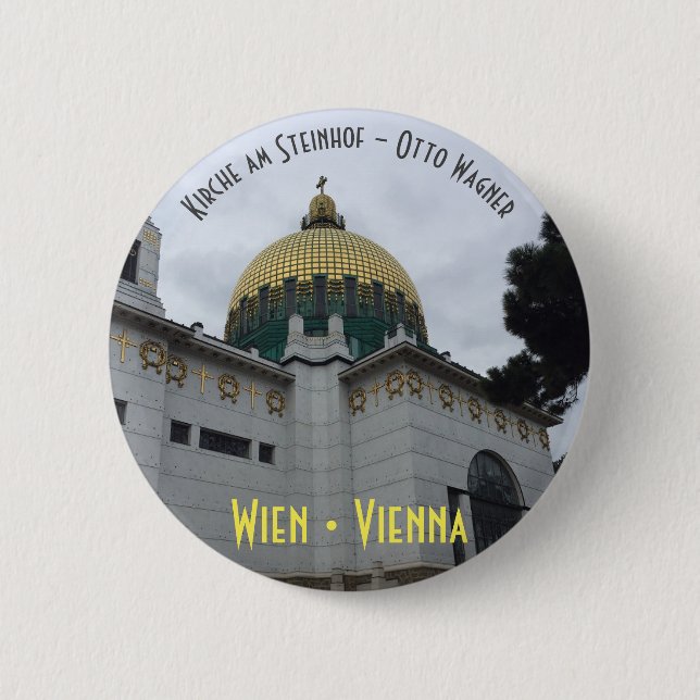 Kirche am Steinhof – Otto Wagner 6 Cm Round Badge (Front)