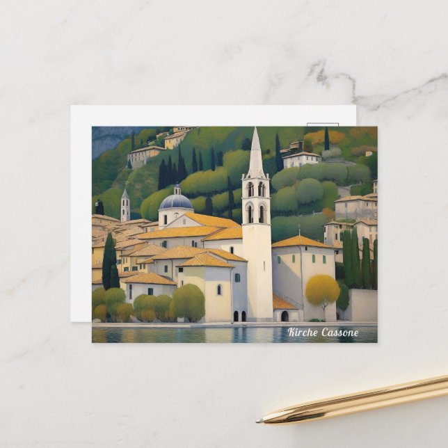 Kirche Cassone Gustav Klimt Painting Captivating  Postcard (Front/Back In Situ)