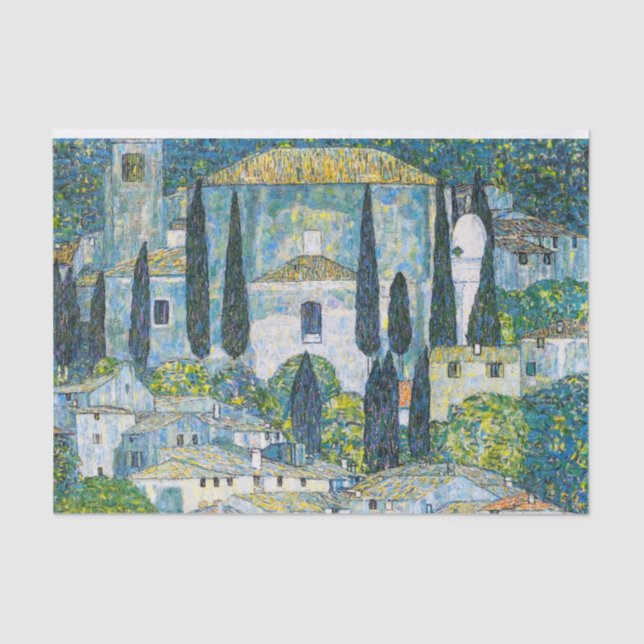 Kirche in Cassone by Gustav Klimt Tissue Paper (Front)