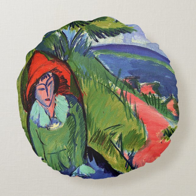 Kirchner - Erna by the Sea Round Cushion (Back)