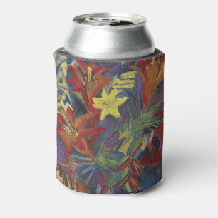  Kirchner Expressionist Vibrant Orange Lilies Art Can Cooler