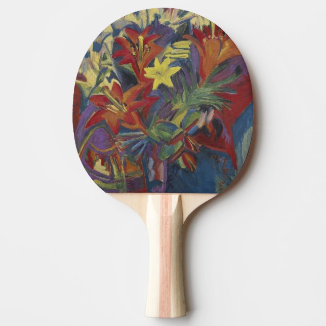  Kirchner Expressionist Vibrant Orange Lilies Art Ping Pong Paddle (Front)