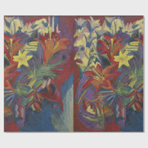 Kirchner Expressionist Vibrant Orange Lilies Art Wrapping Paper