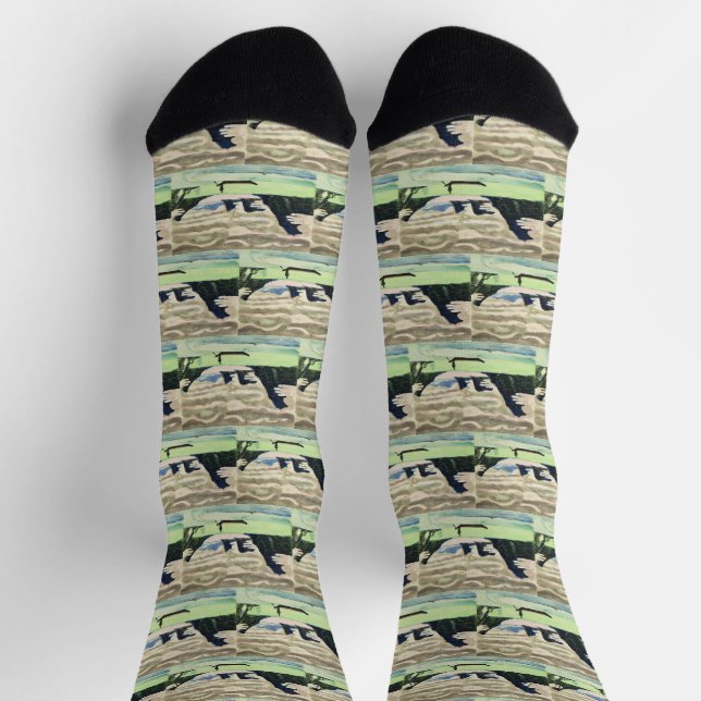 Kirchner Mountain Lake Expressionist Fine Art Socks (Top)