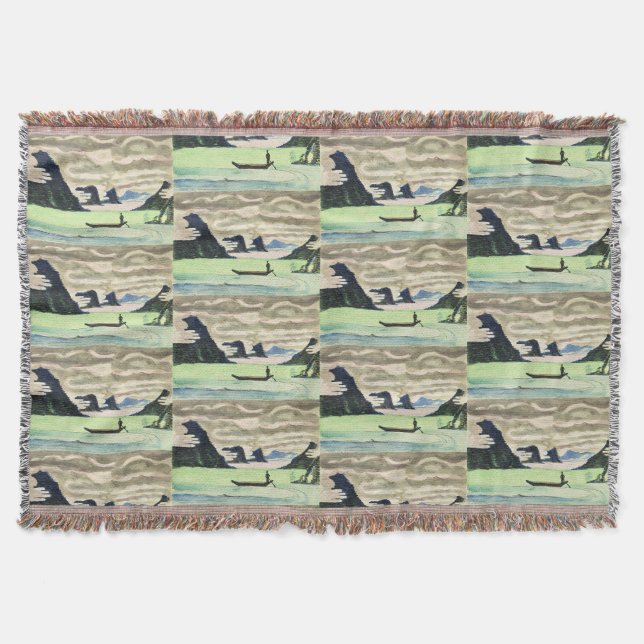 Kirchner Mountain Lake Expressionist Fine Art Throw Blanket (Front)