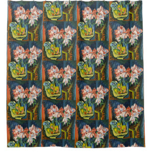 Kirchner Pink Roses Expressionist Floral Art Shower Curtain