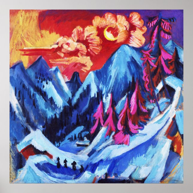 Kirchner Winter Landscape Moonlight Fine Art Poster (Front)
