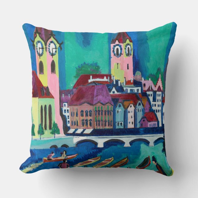 Kirchner Zurich Cityscape Expressionist Art Cushion (Front)