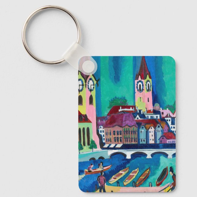 Kirchner Zurich Cityscape Expressionist Art Key Ring (Front)