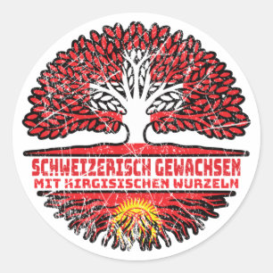 Kirgisistan Kirgisisch Schweizer Schweiz Baum Classic Round Sticker