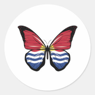 Kiribati Butterfly Flag Classic Round Sticker