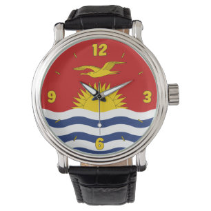 Kiribati Flag Numbers Blue Red Yellow Patriotic Watch