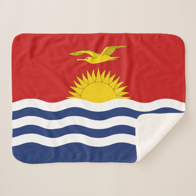 Kiribati Flag Sherpa Blanket (Front (Horizontal))