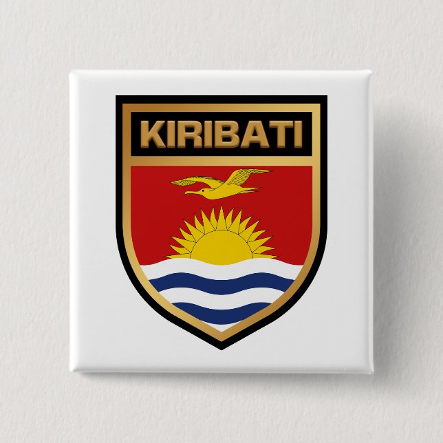 Kiribati Flag Shield 15 Cm Square Badge (Front)