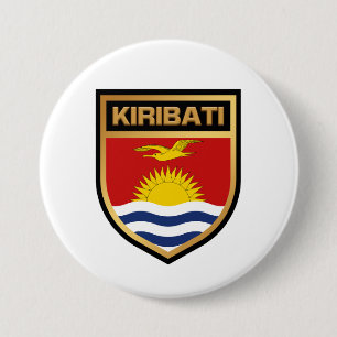 Kiribati Flag Shield 7.5 Cm Round Badge