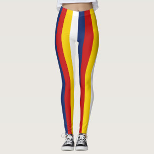 Kiribati National Flag Colours Vertical Striped Leggings