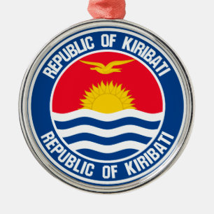 Kiribati Round Emblem Metal Tree Decoration