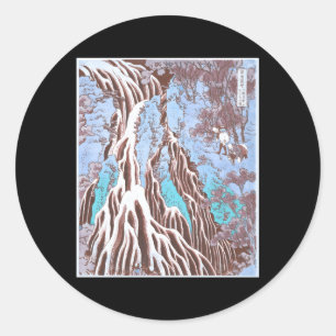 Kirifuri Waterfall Hokusai Ukiyo E Japan Landscape Classic Round Sticker