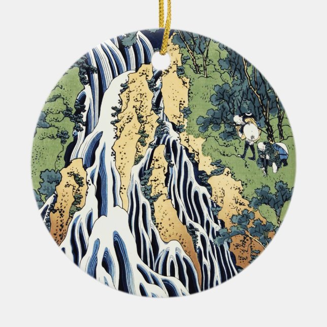 Kirifuri waterfall near Kurokami mountain Housai   Ceramic Tree Decoration (Front)