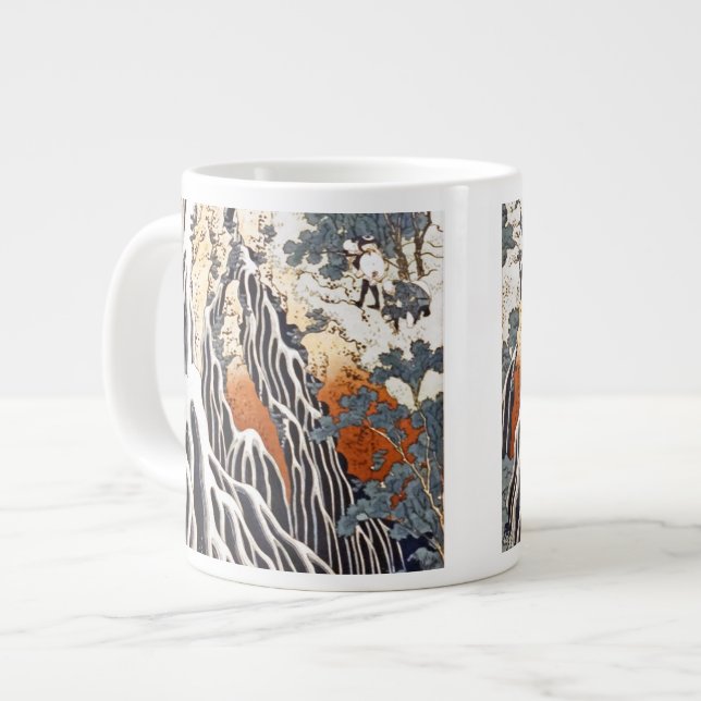 Kirifuri Waterfall on Mount Kurokami in Shimotsuke Large Coffee Mug (Front Left)