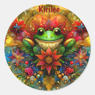 KIRILEE ~ SHINY Christmas FROG ~ Classic Round Sticker