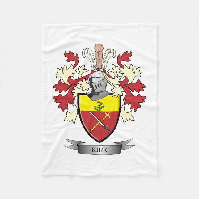 Kirk Family Crest Coat of Arms Fleece Blanket (Front)