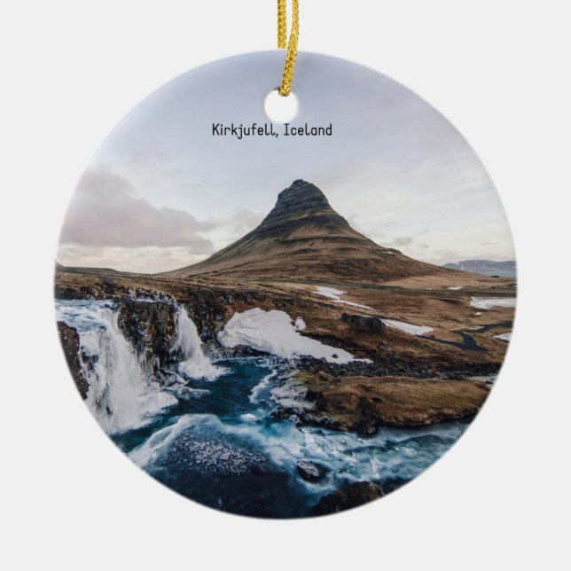 Kirkjufell, Church Mountain, Iceland, Ceramic Tree Decoration (Front)