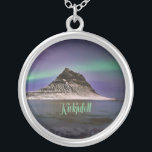 Kirkjufell Mountain in Iceland Northern Lights Silver Plated Necklace<br><div class="desc">Kirkjufell Mountain in Iceland Northern Lights</div>