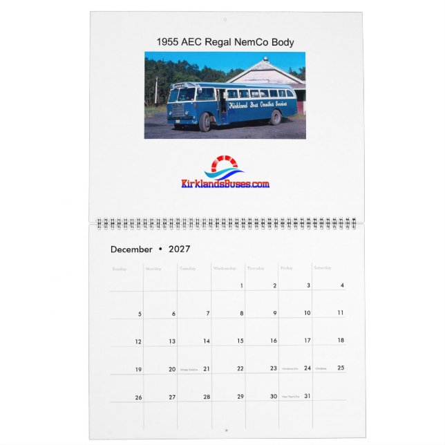 Kirklands Vintage Buses Calendar (Dec 2027)