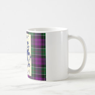 Kirkpatrick Crest on Couquhoun Purple Tartan Coffee Mug