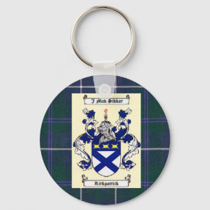 Kirkpatrick Crest on Douglas Blue Tartan Key Ring