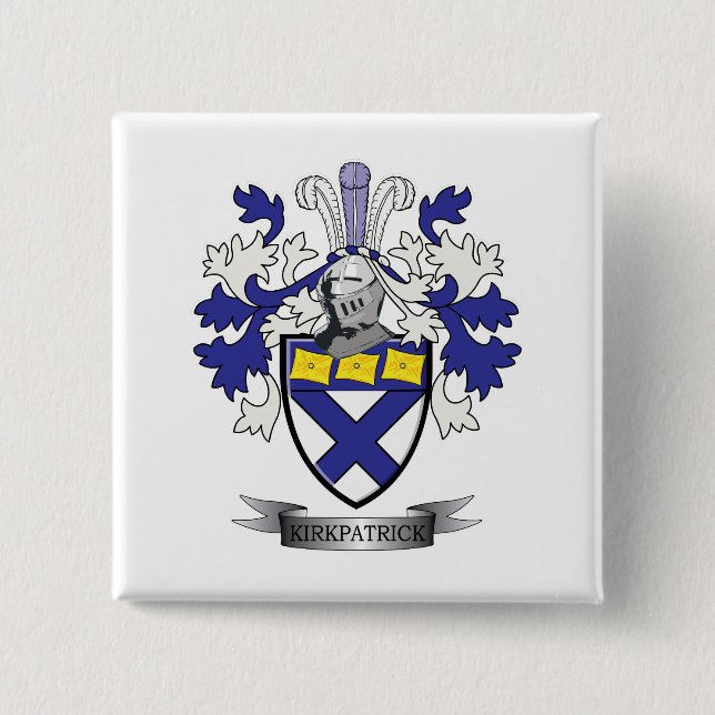 Kirkpatrick Family Crest Coat of Arms 15 Cm Square Badge (Front)