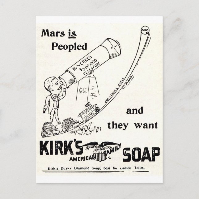 Kirk's Soap Campy Ad about MARS Postcard (Front)