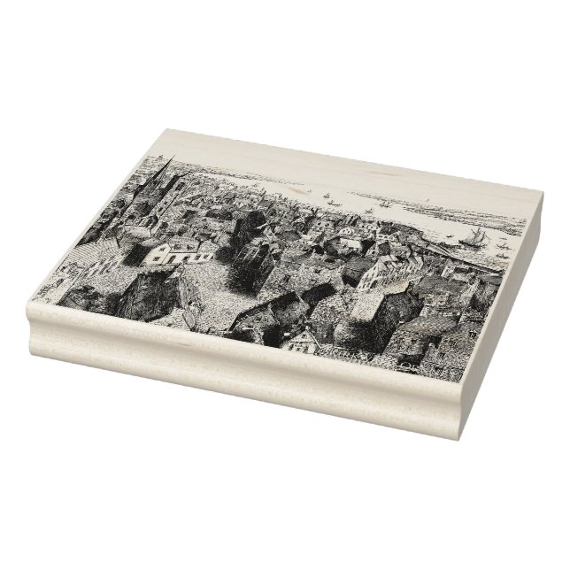 Kirkwall, Orkney – Cathedral & Coastline in Ink Rubber Stamp (Stamp)