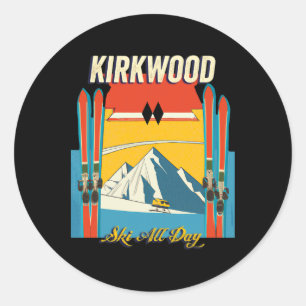Kirkwood California Ski All Day - Retro Vintage St Classic Round Sticker