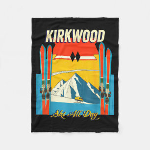 Kirkwood california ski day - retro vintage style fleece blanket