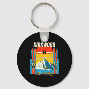 Kirkwood california ski day - retro vintage style key ring