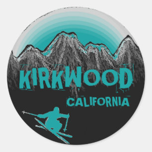 Kirkwood California teal skier stickers