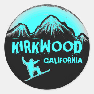 Kirkwood California teal snowboard stickers