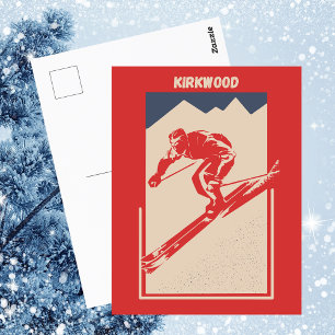 Kirkwood Mountain Resort in California - Retro Ski Postcard