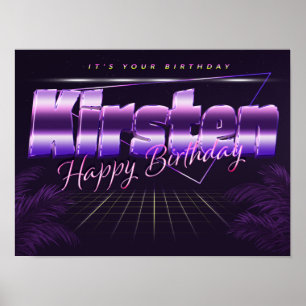 Kirsten Name Vorname lila retro Poster Geburtstag