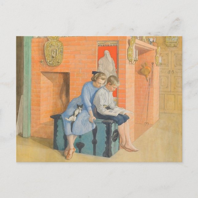 Kirsti and Esbjorn Reading a Book Together Postcard (Front)