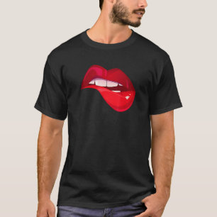 Kiss And Make Up Cool Red Lip Bite Valentine Kisse T-Shirt