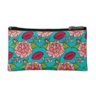 Kiss and Makeup Pink Roses and Red Lips