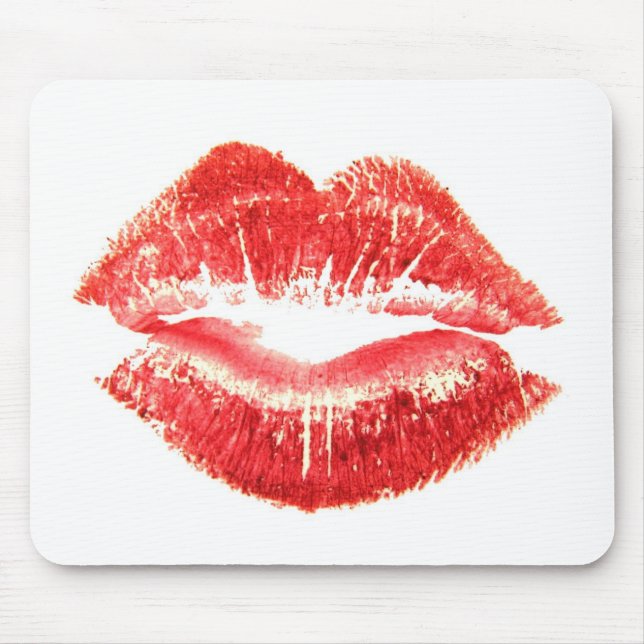 Kiss by woman's red lips mouse pad (Front)