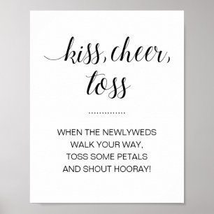 Kiss Cheer Toss Flower Confetti Wedding Sign
