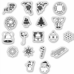 Kiss-Cut Black and White Christmas Themed