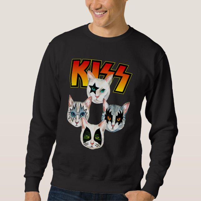 Kiss  Cute Cat Mum Kitten Cats  Rock Sweatshirt (Front)